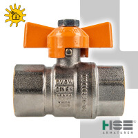 HSE UNISOL Solarkugelhahn Typ 1611, beids. Innengewinde Rp 1 Zoll (DN 25), Flügelgriff, MS-verchromt