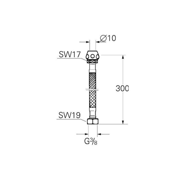 GROHE Druckschlauch 3/8 Zoll x Ø 10 mm QV, Länge 300 mm, chrom 