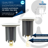 tecuro Universal Exzenterstopfen Ø 64 mm weiß (RAL 9010), Ablaufstopfen Einsatz für Ablauf