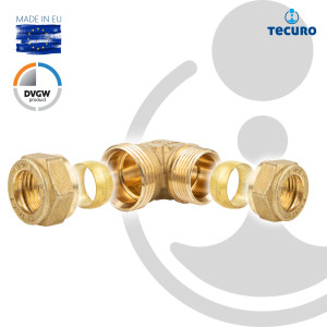 tecuro MS-Klemmringverbinder, Winkel 90° Verschraubung reduziert 18 x 22 mm