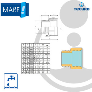 tecuro Übergangsstück Außengewinde G x Innengewinde Rp, zyl  