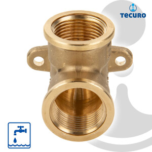 tecuro Wandscheibe 90°, beidseitig Innengewinde Rp 3/4 Zoll, MS-blank CW617N