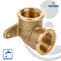 tecuro Wandscheibe 90°, beidseitig Innengewinde Rp 3/4 Zoll, MS-blank CW617N