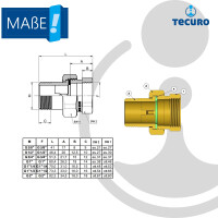 tecuro Verschraubung IG x AG 1/2 Zoll, flachdichtend - MS-blank CW617N
