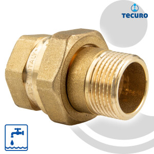 tecuro Verschraubung IG x AG 1 Zoll, flachdichtend - MS-blank CW617N