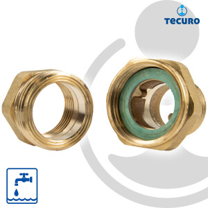 tecuro Verschraubung IG x AG 1 Zoll, flachdichtend - MS-blank CW617N