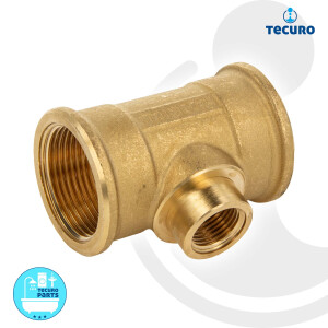 tecuro T-Stück allseitig Innengewinde Rp 1 1/4 x 1/2 x 1 1/4 Zoll, MS-blank CW617N
