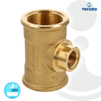 tecuro T-Stück allseitig Innengewinde Rp 1 1/4 x 1/2 x 1 1/4 Zoll, MS-blank CW617N