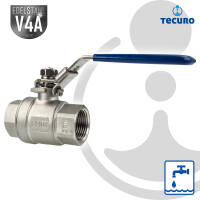 tecuro Edelstahl V4A Kugelhahn, beidseitig IG 1 Zoll (DN 25) PN 63, absperrbar