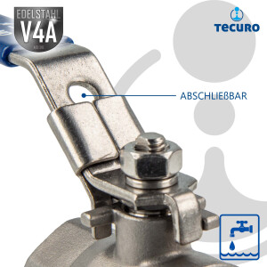 tecuro Edelstahl V4A Kugelhahn, beidseitig IG 1 1/4 Zoll (DN 32) PN 63, absperrbar