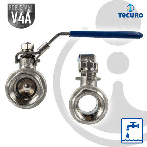 tecuro Edelstahl V4A Kugelhahn, beidseitig IG 1 1/4 Zoll (DN 32) PN 63, absperrbar