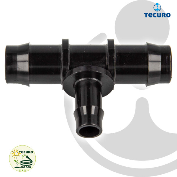 tecuro Schlauchverbinder T-Stück Ø 22 x 14  x 22 mm, KS-schwarz, 10 bar