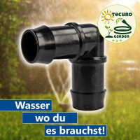 tecuro Schlauchverbinder Winkel - für Garten- Wasserschläuche, 10 bar, Kunststoff Schwarz
