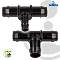 tecuro Schlauchverbinder T-Stück - für Garten- Wasserschläuche, 10 bar, Kunststoff Schwarz