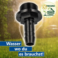 tecuro Schlauchtülle mit Außengewinde (G) - für Garten- Wasserschläuche, 6 bar, PP schwarz