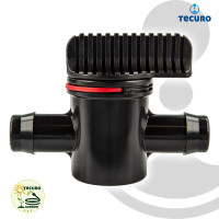 tecuro Schlauchverbinder mit Absperrhahn - für Garten- Wasserschläuche, 10 bar, Kunststoff Schwarz