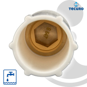 tecuro Baustopfen 3/4 Zoll mit Messing-Gewinde - Kunststoff grau/weiß