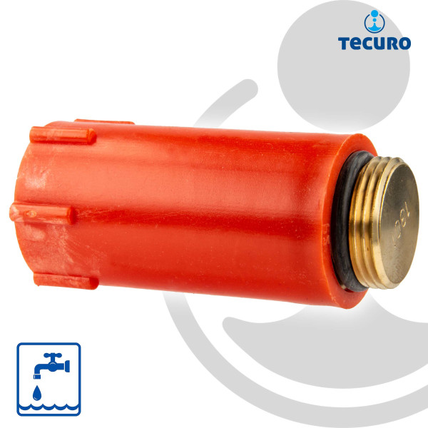 tecuro Baustopfen 1/2 Zoll mit Messing-Gewinde - Kunststoff rot
