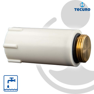 tecuro Baustopfen 1/2 Zoll mit Messing-Gewinde - Kunststoff grau/weiß