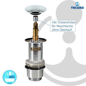 tecuro Pop Up Ablaufgarnitur verchromt, 1 1/4 Zoll - für Waschbecken mit/ohne Überlauf