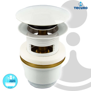 tecuro Pop Up Ablaufgarnitur weiß RAL 9010, 1 1/4 Zoll - für Waschbecken mit Überlauf