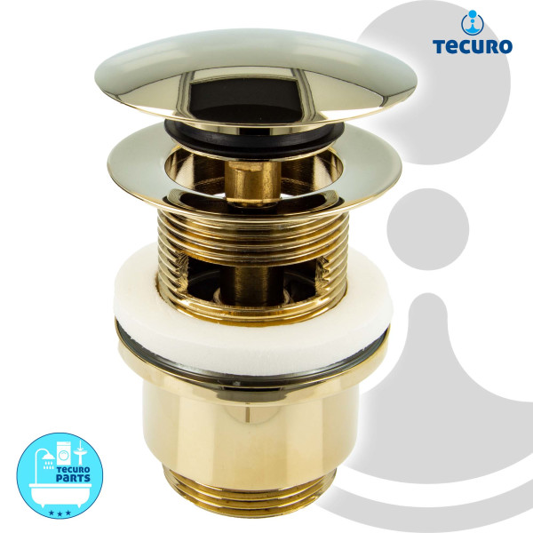 tecuro Pop Up Ablaufgarnitur vergoldet, 1 1/4 Zoll - für Waschbecken mit Überlauf