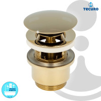 tecuro Click-Clack Ablaufgarnitur vergoldet mit Pushfunktion für Waschbecken mit Überlauf