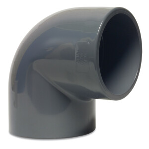 Mega Winkel 90° PVC-U 20 mm Klebemuffe 16 bar, grau