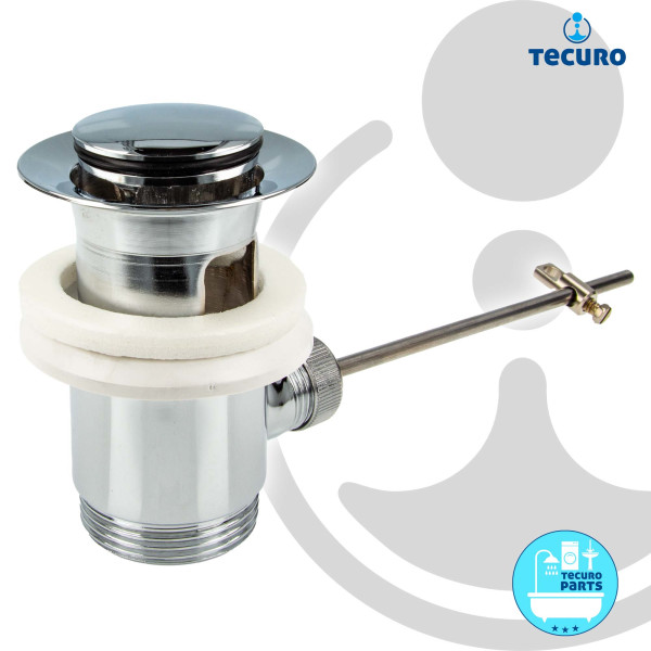 tecuro Exzenter Ab- und Überlaufgarnitur Messing hochglanzverchromt - für Waschtische mit Überlauf