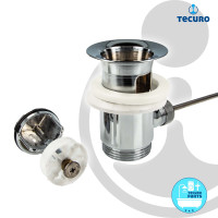 tecuro Exzenter Ab- und Überlaufgarnitur Messing hochglanzverchromt - für Waschtische mit Überlauf