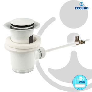 tecuro Exzenter Ab- und Überlaufgarnitur für Waschtisch - Messing weiß (RAL 9016) 