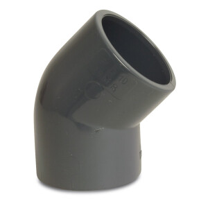 Mega Winkel 45° PVC-U 20 mm Klebemuffe 16 bar, grau