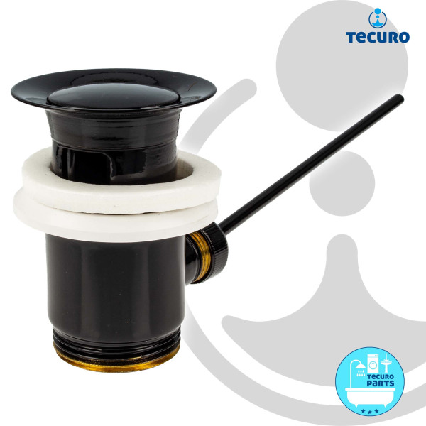 tecuro Exzenter Ab- und Überlaufgarnitur Messing schwarz RAL 9005 - für Waschtische mit Überlauf