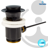 tecuro Exzenter Ab- und Überlaufgarnitur Messing schwarz RAL 9005 - für Waschtische mit Überlauf