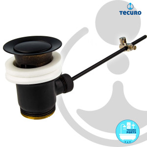 tecuro Exzenter Ab- und Überlaufgarnitur Messing mattschwarz - für Waschtische mit Überlauf