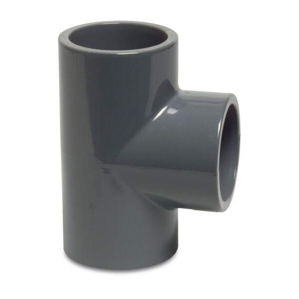 Mega T-Stück 90° PVC-U 50 mm Klebemuffe 16 bar, grau