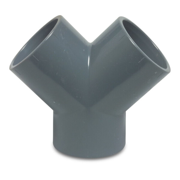 Mega Y-Stück PVC-U 63 mm Klebemuffe 10 bar, grau