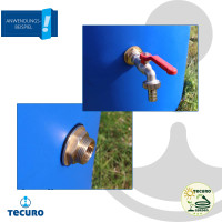 tecuro Behälterverschraubung Durchführung IG 1/2 x AG 3/4 Zoll - für Behälter, Tanks und Fässer - Messing