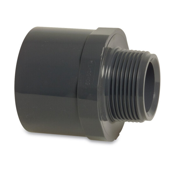 Mega Übergangsnippel PVC-U Klebemuffe/Klebestutzen x Außengewinde 10 bar, grau