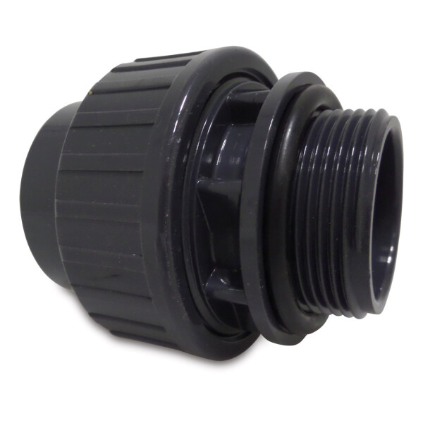 Mega Verschraubung miit O-Ring PVC-U Klebemuffe x Außengewinde 10 bar, grau