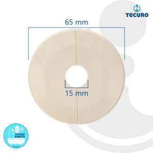 tecuro Scharnierrosette Ø 15 mm x Ø 65 mm x 6,5 mm - Kunststoff ABS weiß