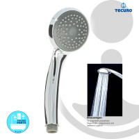 tecuro Komfort-Handbrause Ø 70 mm - mit Brauseregen (Normalstrahl) und Antikalknoppen, verchromt