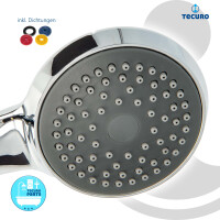 tecuro Komfort-Handbrause Ø 70 mm - mit Brauseregen (Normalstrahl) und Antikalknoppen, verchromt