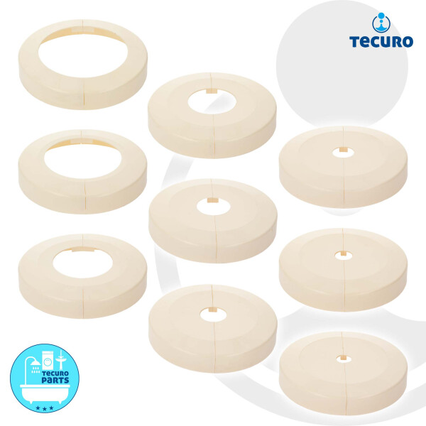 tecuro Scharnierrosette Ø 130 mm x Höhe 23 mm - Kunststoff ABS weiß