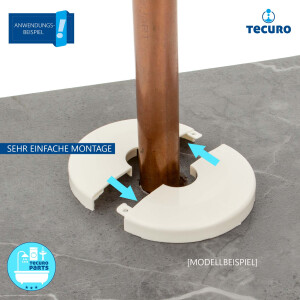 tecuro Scharnierrosette Ø 15 mm x Ø 130 mm x 23 mm - Kunststoff ABS weiß