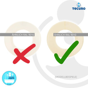 tecuro Scharnierrosette Ø 15 mm x Ø 130 mm x 23 mm - Kunststoff ABS weiß