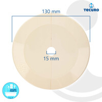 tecuro Scharnierrosette Ø 15 mm x Ø 130 mm x 23 mm - Kunststoff ABS weiß