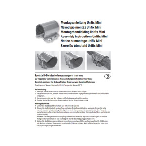 GEBO Unifix Mini Edelstahl-Dichtbandschelle für Wasserleitungen Baulänge 60 mm / 100 mm
