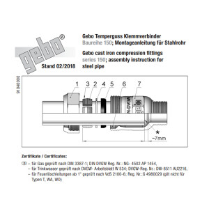 GEBO TG-Klemmverbinder, DN 32 - IG 1 1/4 Zoll x Ø 42,4 mm - für Stahlrohr