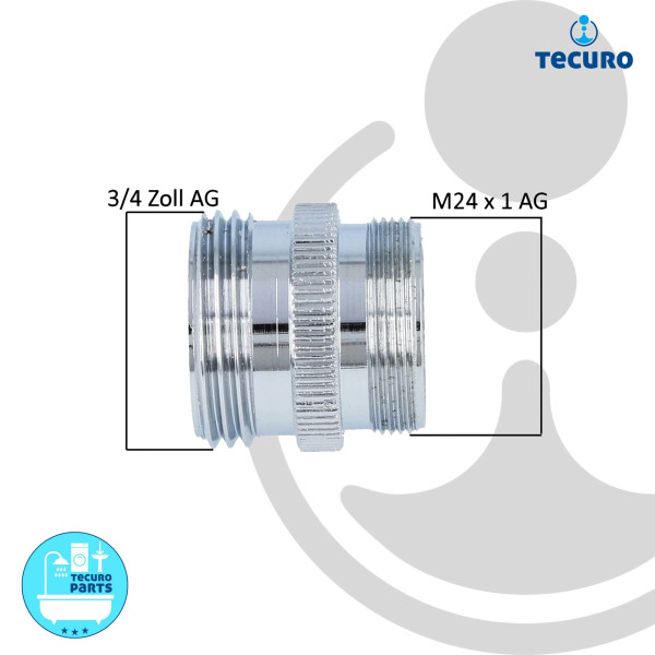 tecuro Mischdüse - Adapter für Armaturen M24x1 auf 3/4 Zoll 